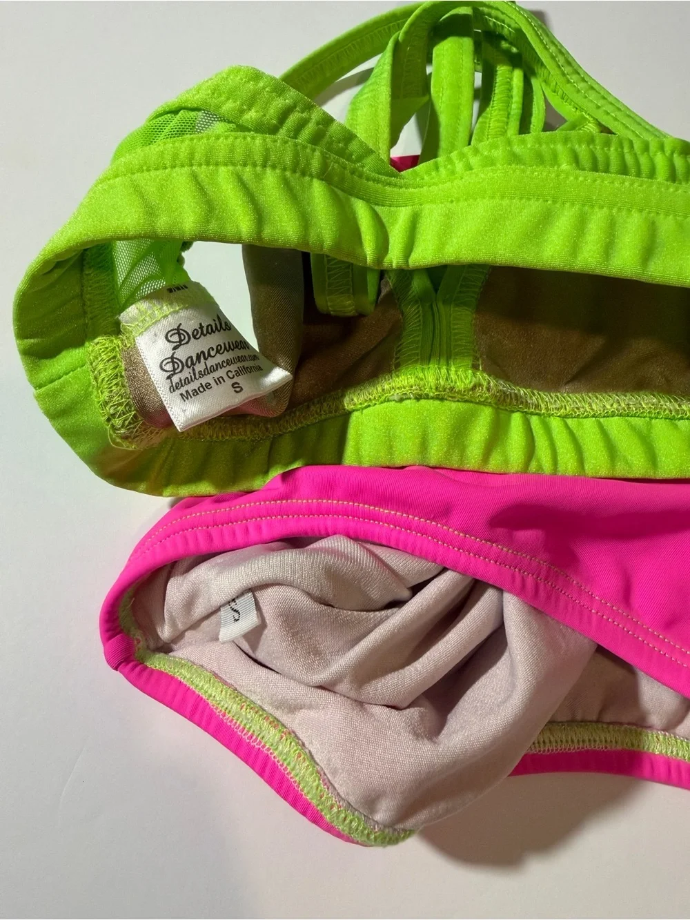 Neon Green & Hot Pink Dancewear set Child small